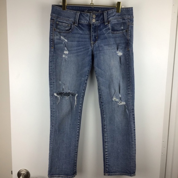 American Eagle Outfitters Denim - AMERICAN EAGLE Distressed Artist Crop Jeans